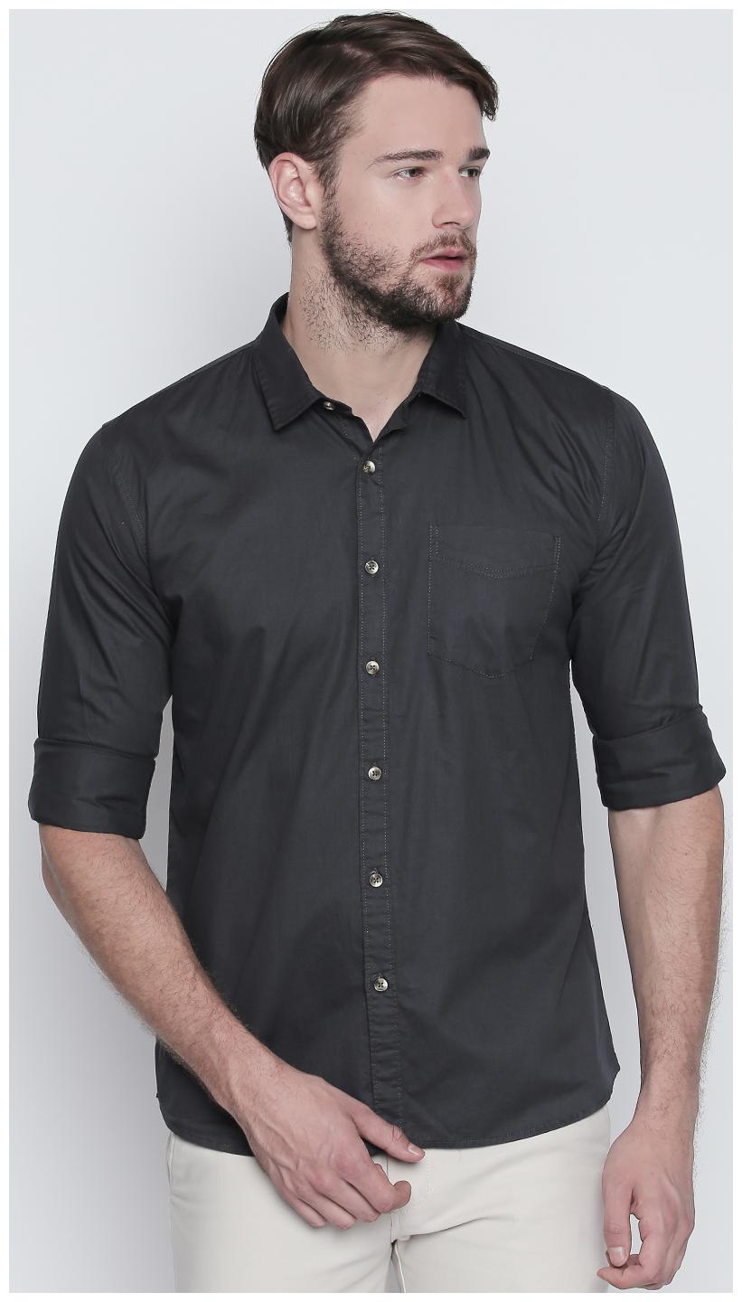 

ROLLER FASHION Men Black Solid Slim Fit Casual Shirt