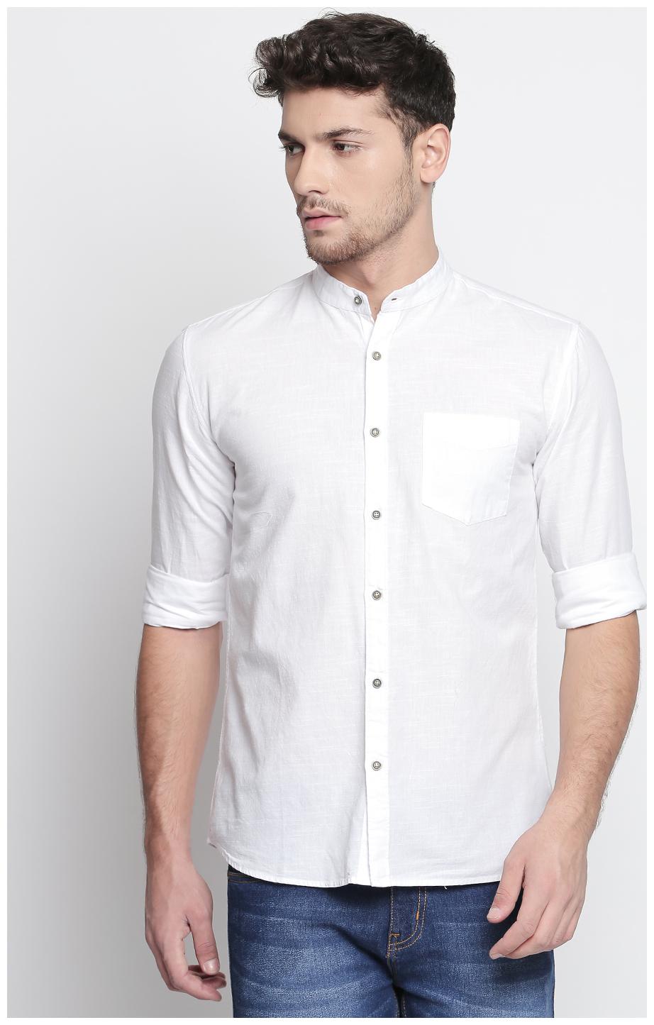 

ROLLER FASHION Men White Solid Slim Fit Casual Shirt