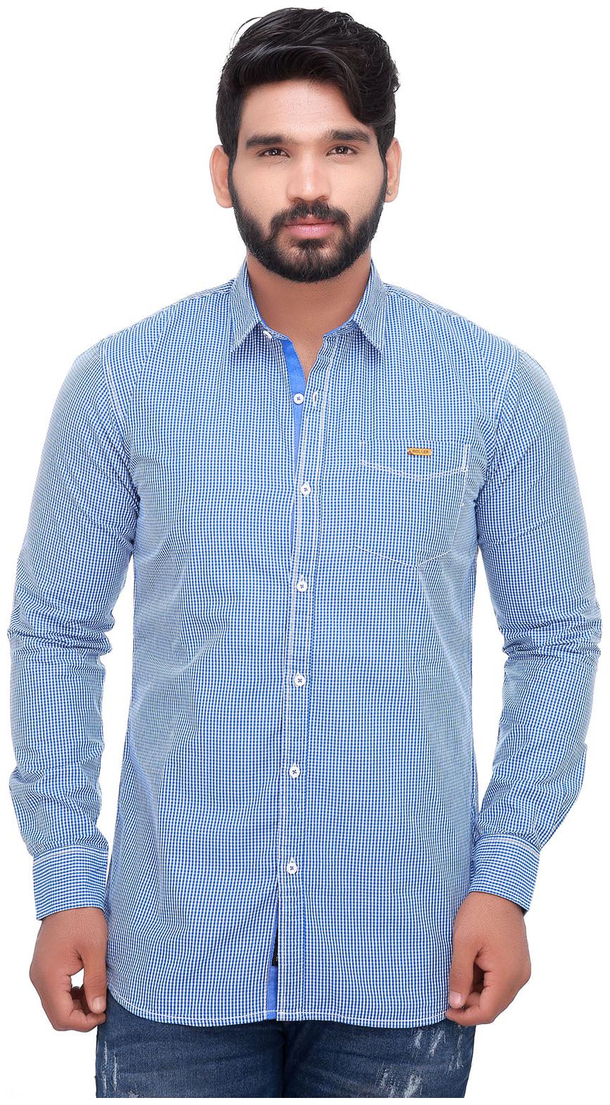 

ROLLER FASHION Men Blue Plaid Slim Fit Casual Shirt