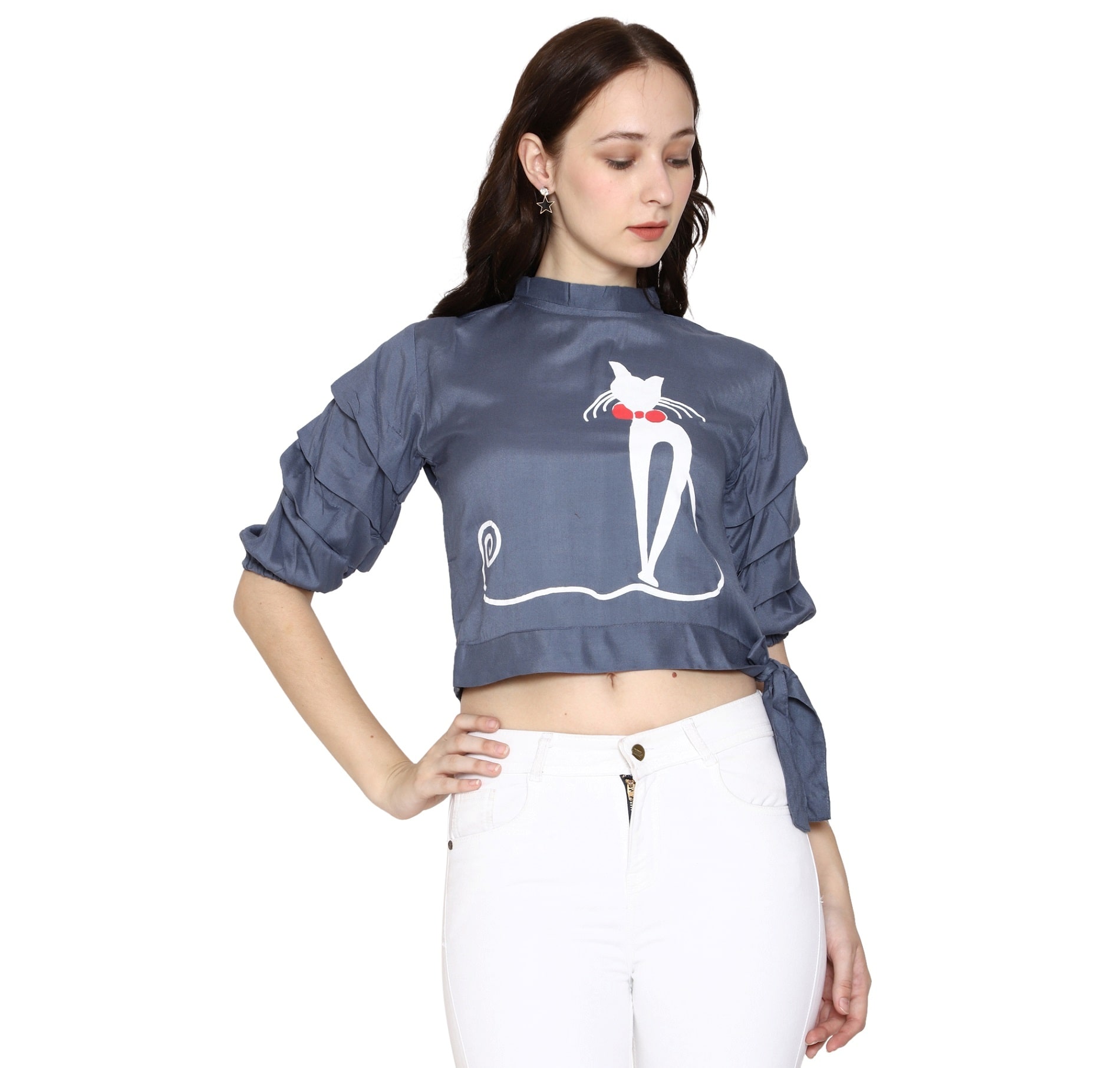 

Romile Women Printed Regular top - Grey
