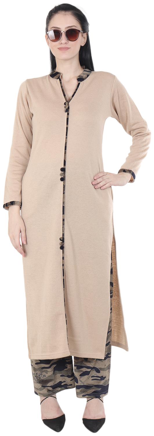 

ROSARY Women Beige Ethnic Motifs Straight Kurta With Palazzo