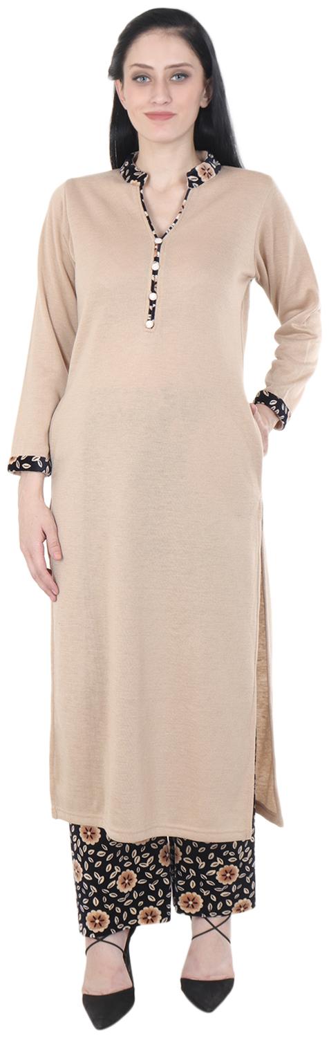

ROSARY Women Beige Ethnic Motifs Straight Kurta With Palazzo