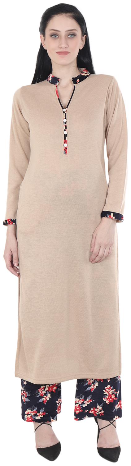 

ROSARY Women Beige Ethnic Motifs Straight Kurta With Palazzo