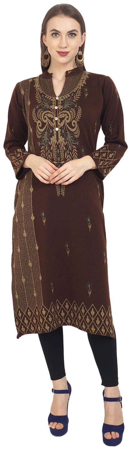 

ROSARY Women Brown Floral Straight Kurti