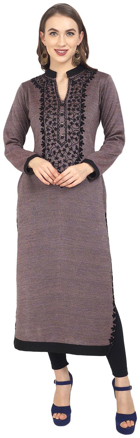 

ROSARY Women Purple Embroidered Straight Kurti