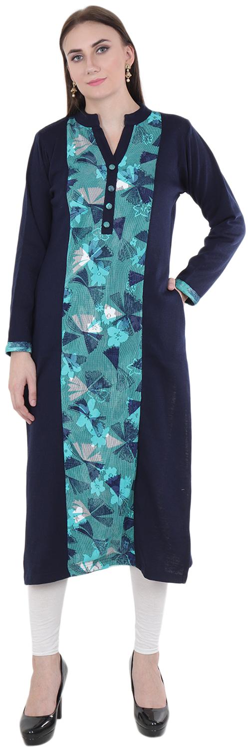 

ROSARY Women Turquoise Abstract Straight Kurti