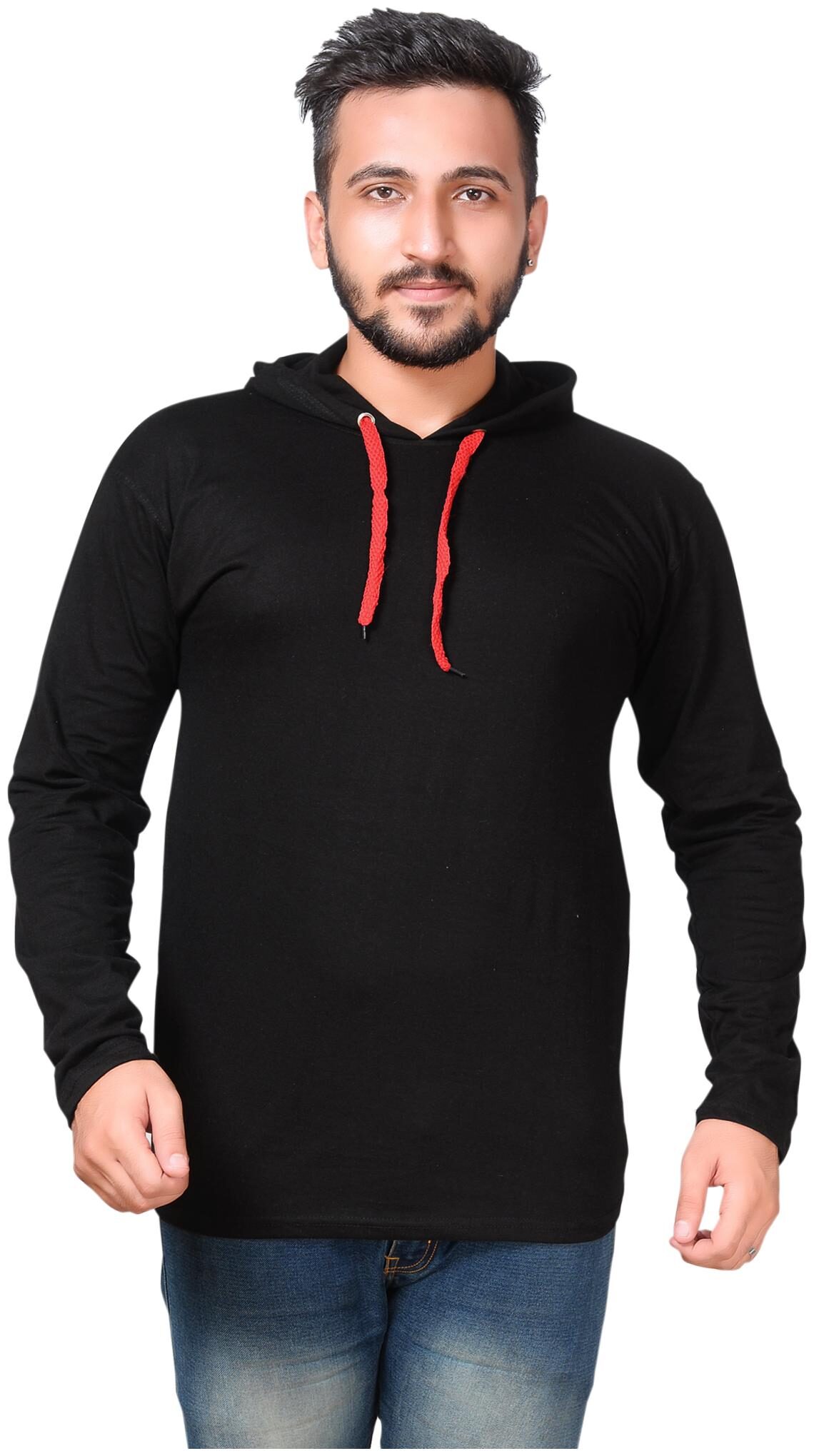 

round neck full sleeve black hood