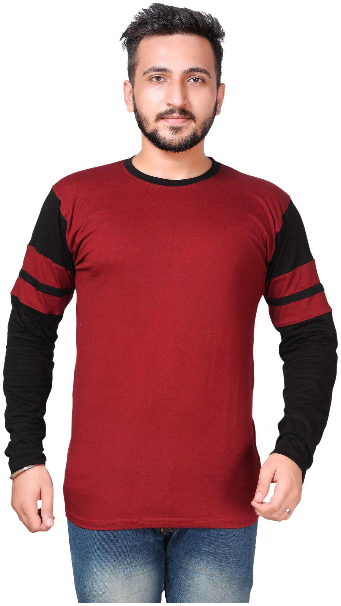 

E L Men Maroon Slim fit Cotton Round neck T-Shirt - Pack Of 1