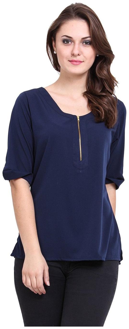 

Chrome Coral Women Solid Regular top - Blue