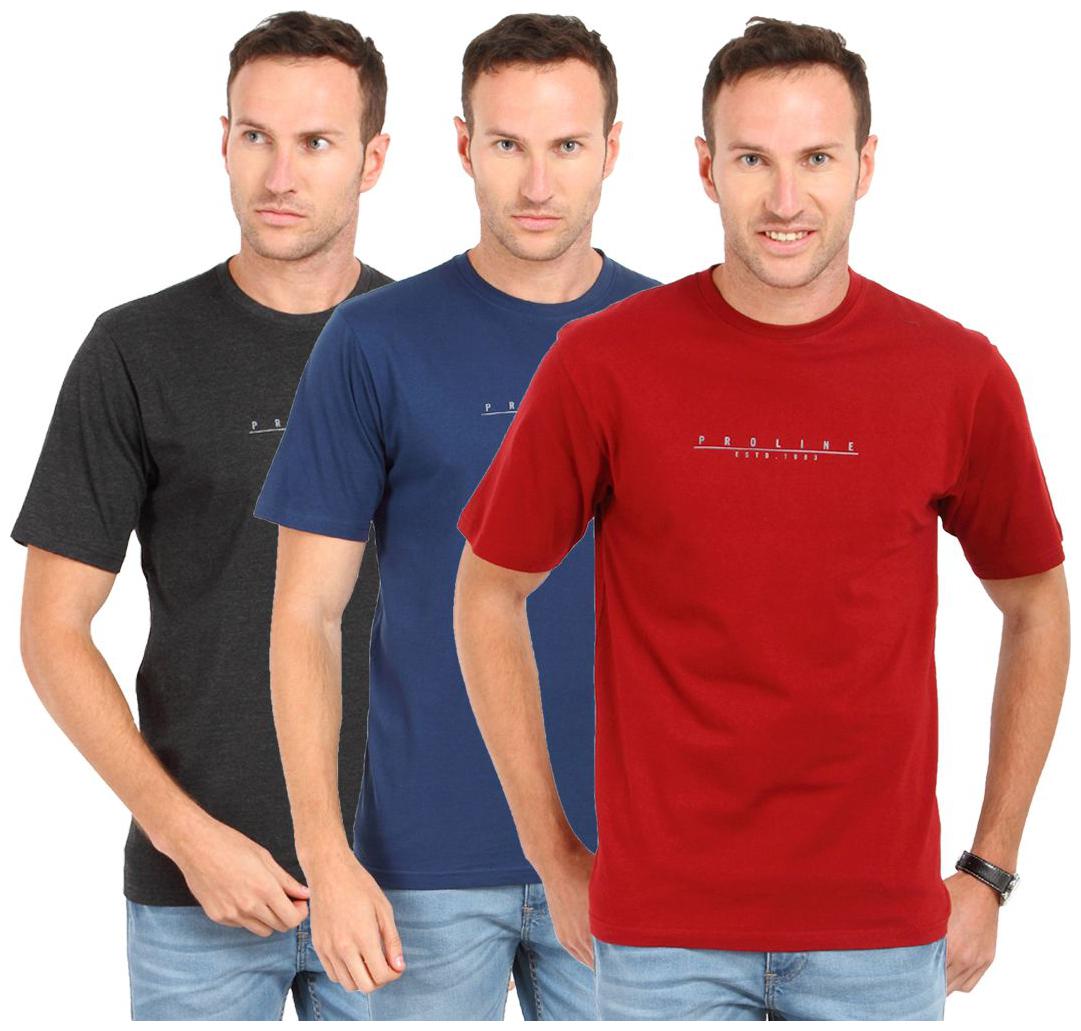 

Proline Men Blue Regular fit Cotton Round neck T-Shirt - Pack Of 3