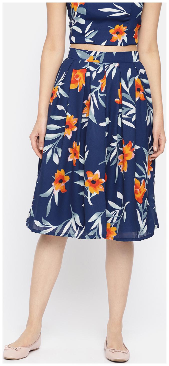 

Roving Mode Floral A-line skirt Midi Skirt - Blue