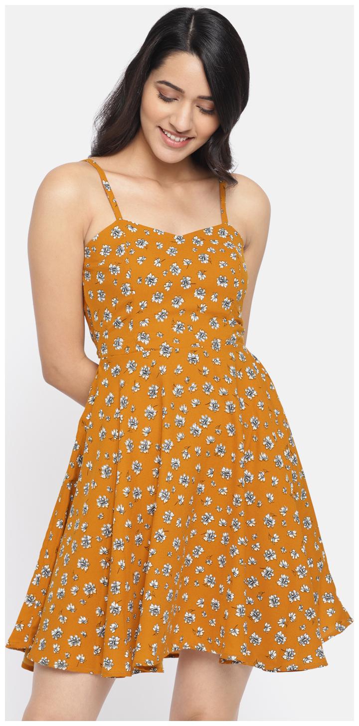 

Roving Mode Yellow Floral Fit flare dress
