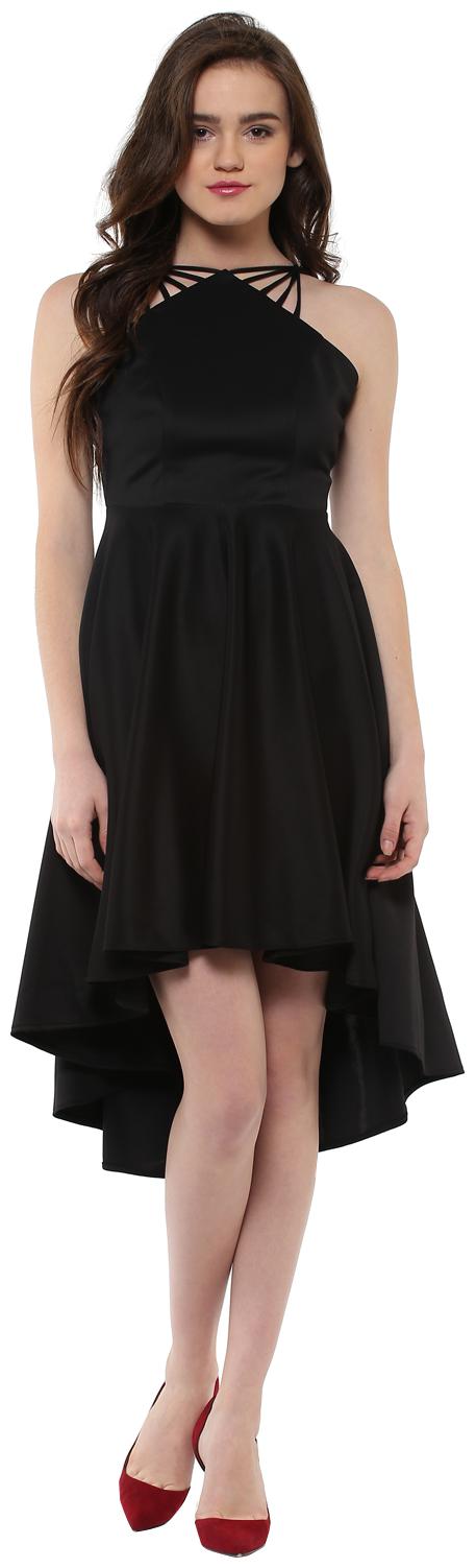 

Roving Mode Black Solid Assymetric dress