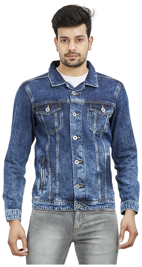 

Roxton Men Navy blue Solid Denim jacket