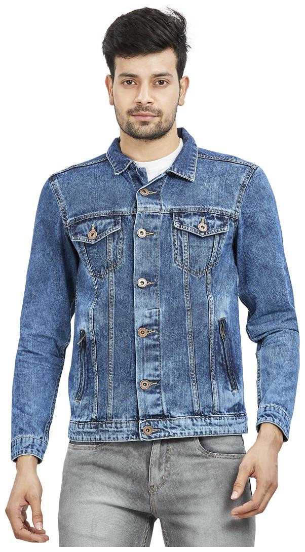 

Roxton Men Blue Solid Denim jacket