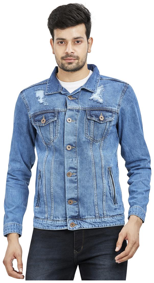 

Roxton Men Blue Solid Denim jacket