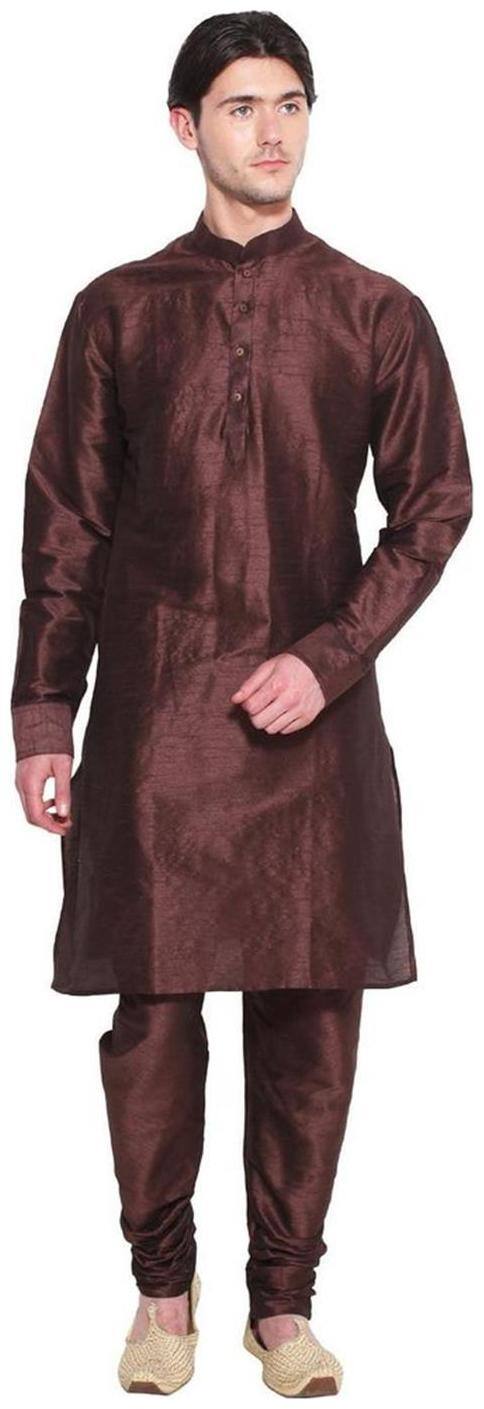 Royal Designer's Silk Blend Kurta Churidar Collection's_Dark cola brown