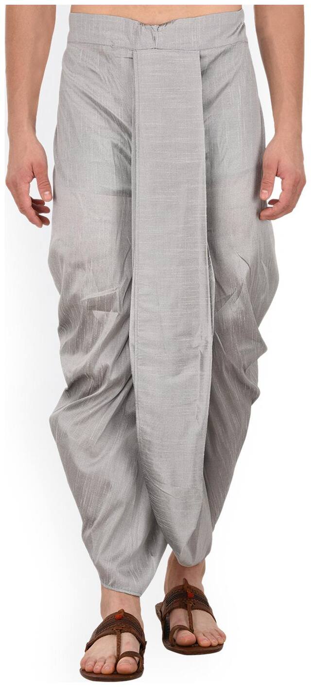 Royal Kurta Blended Solid Regular Dhoti - Grey