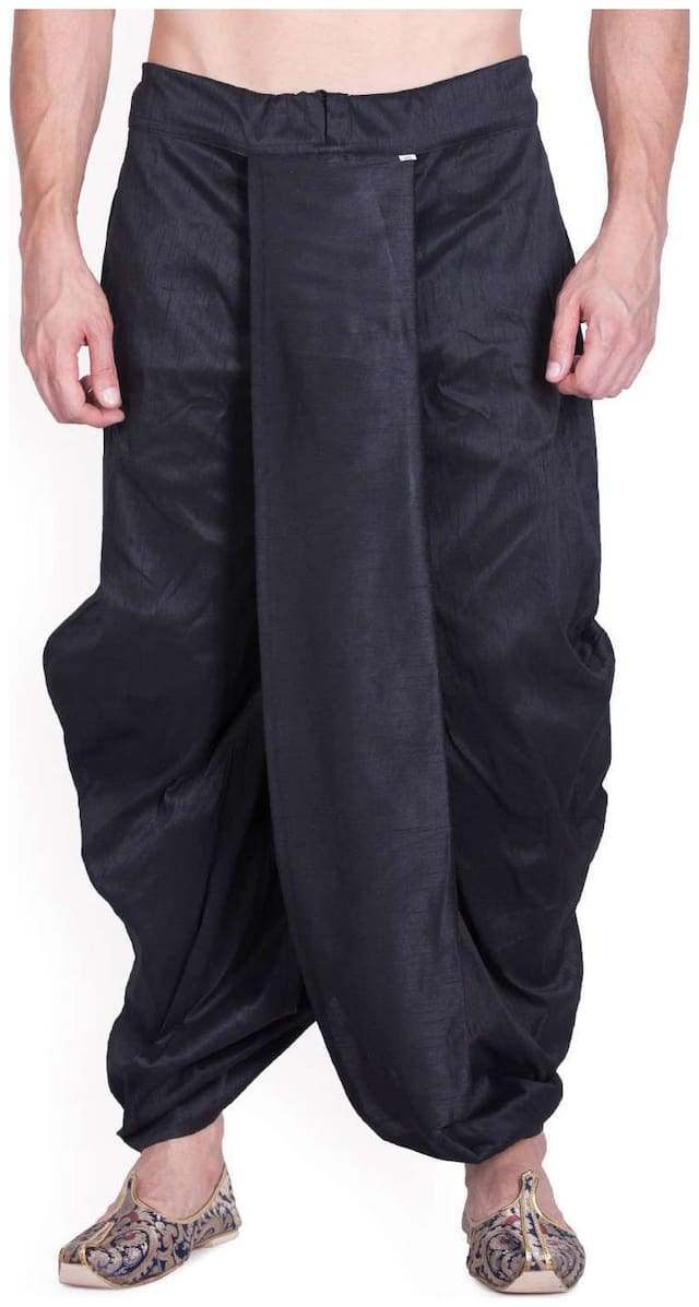 Royal Kurta Blended Solid Regular Dhoti - Black