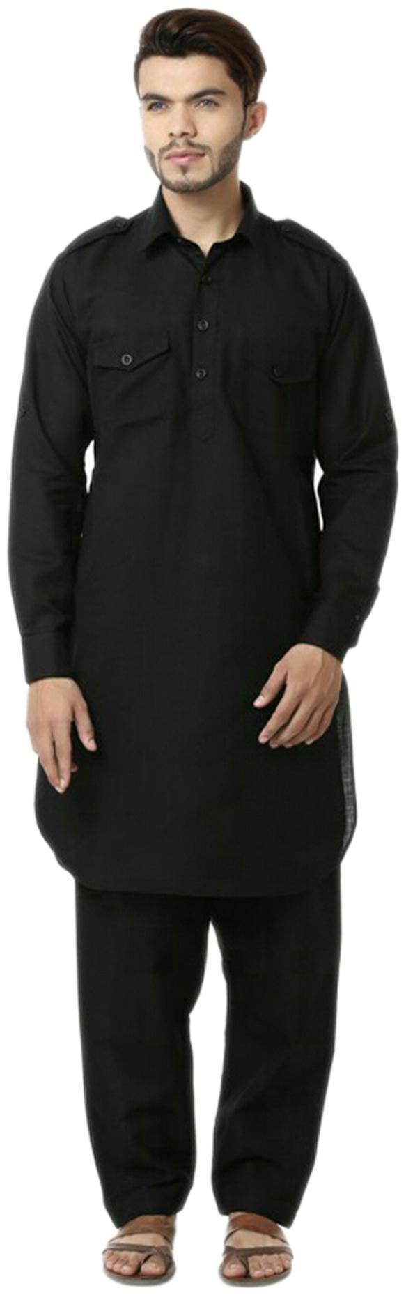 Royal Kurta Black Cotton Blend Kurta Pajama