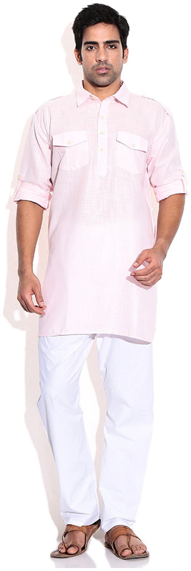 

Royal Kurta Pink Linen Kurta Pyjama Set