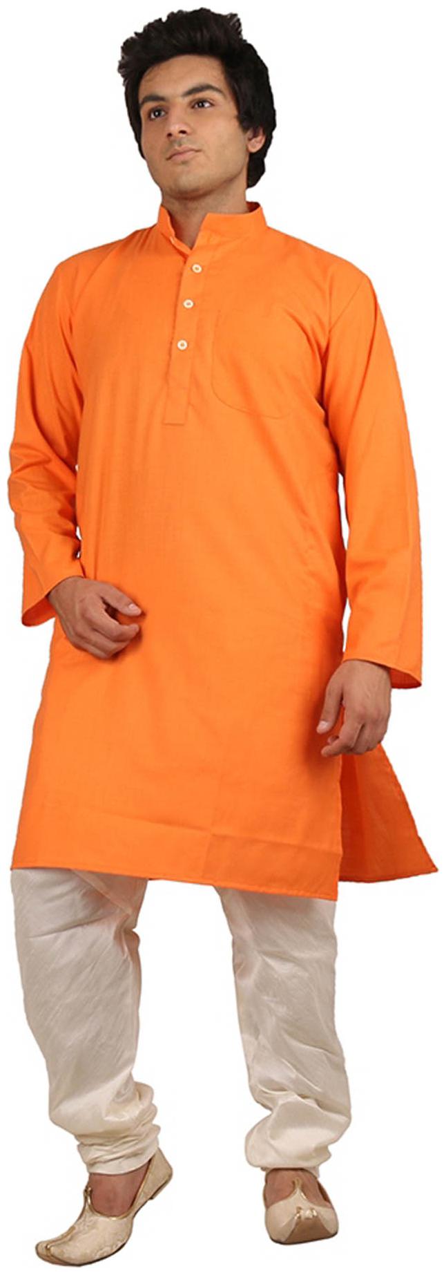 

Royal Kurta Orange Cotton Kurta Pyjama Set