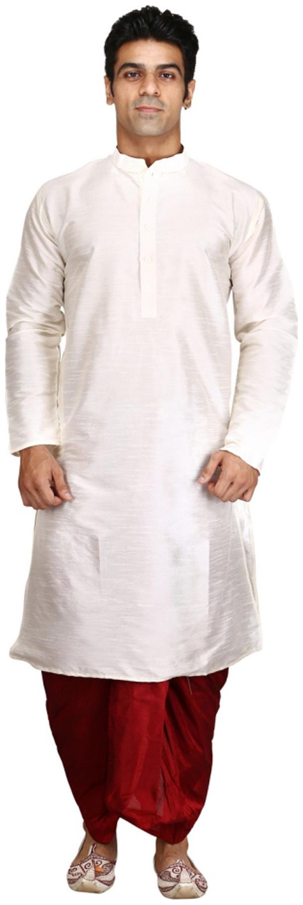 

Royal Kurta White Silk Blend Kurta Pyjama Set