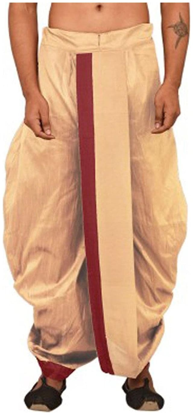 Royal Kurta Blended Solid Regular Dhoti - Beige