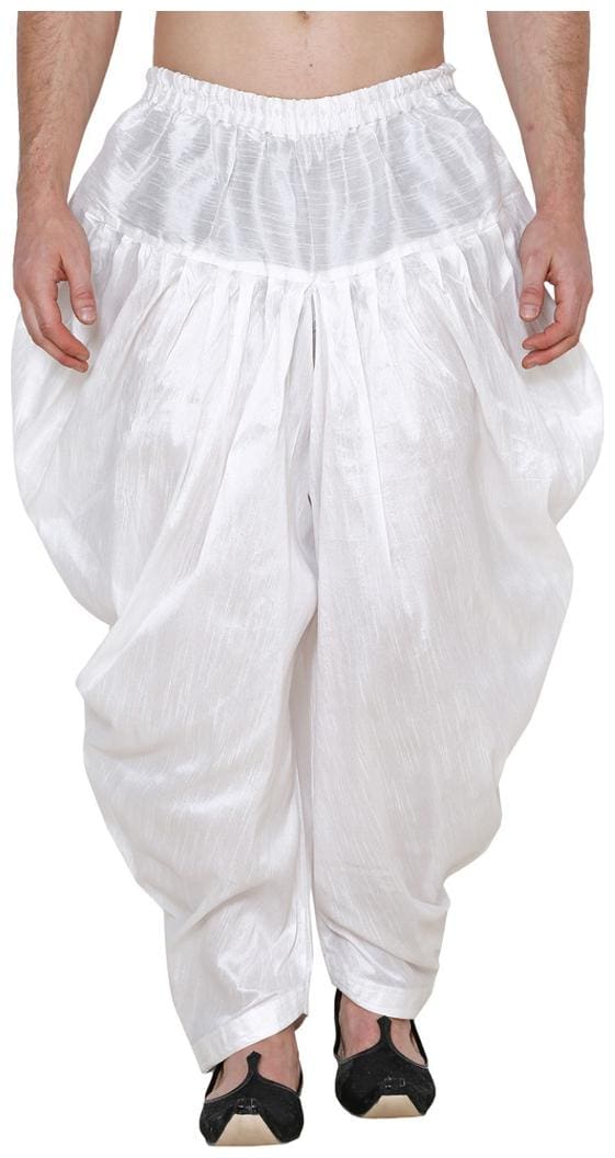 Royal Kurta Men Polyester Solid Pyjama - White