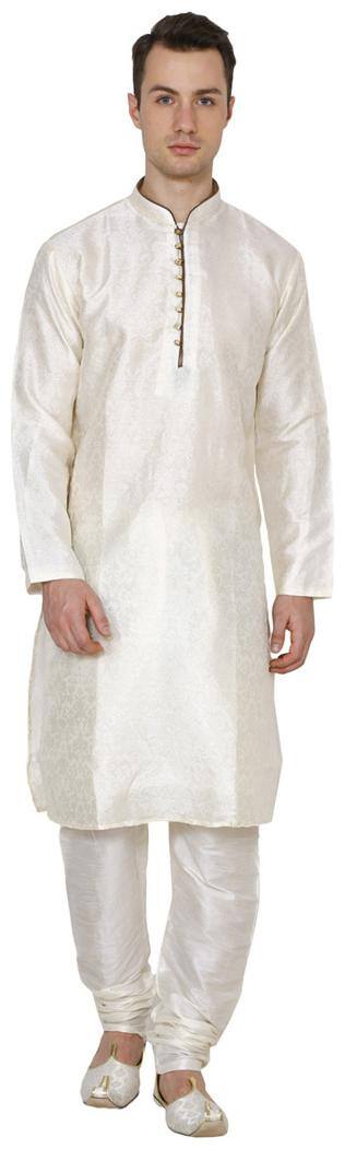 Royal Kurta Men's Jacquard Silk Printed Kurta Churidar