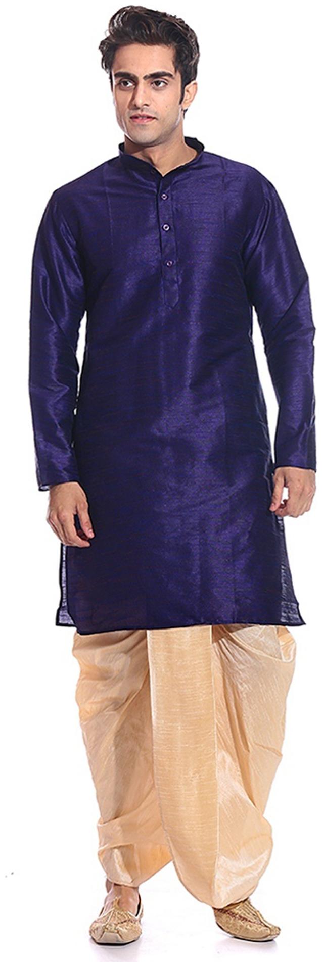 

Royal Kurta Blue Silk Blend Dhoti Kurta Set