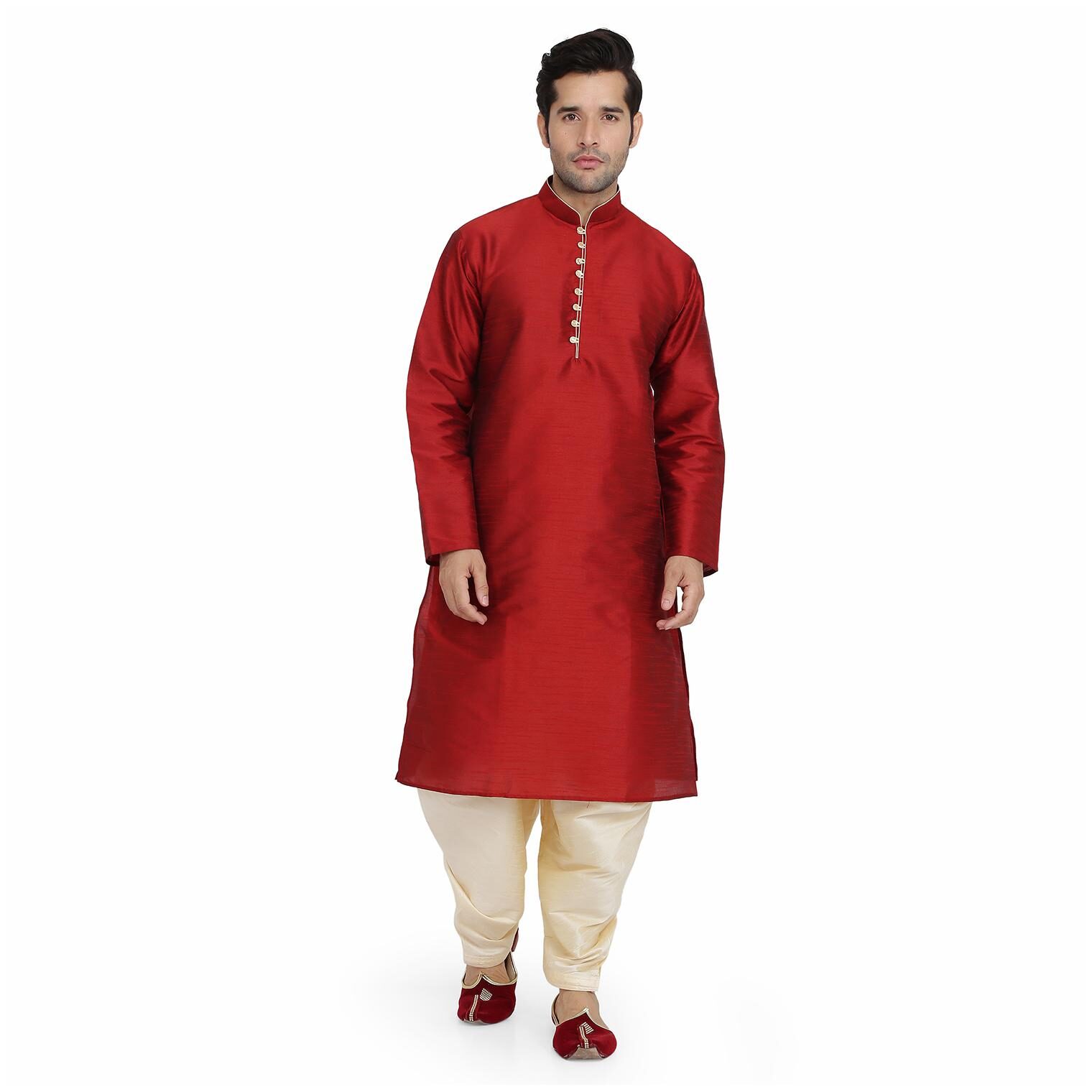 

Royal Kurta Men Fashion Ethnic Set - red