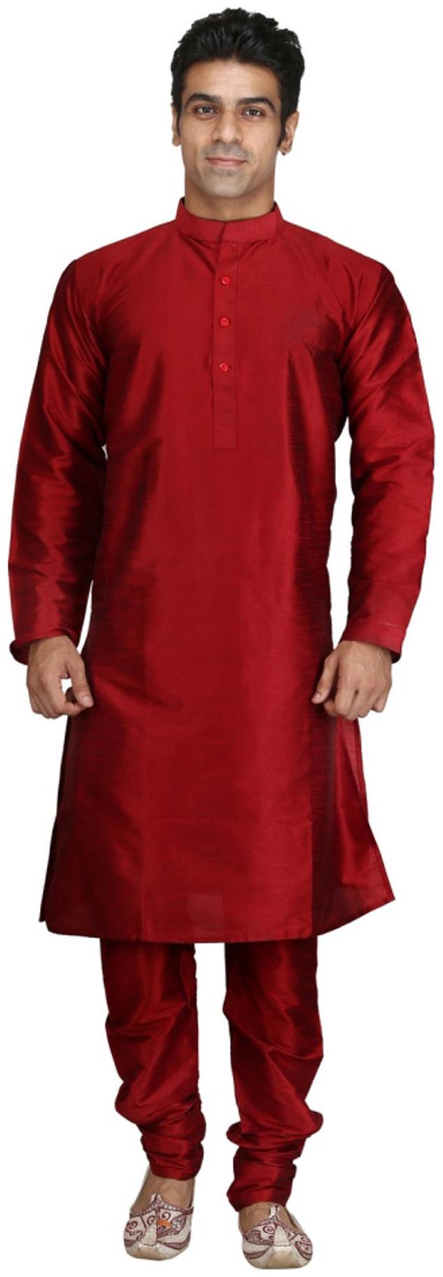 

Royal Kurta Maroon Silk Blend Kurta Pyjama Set
