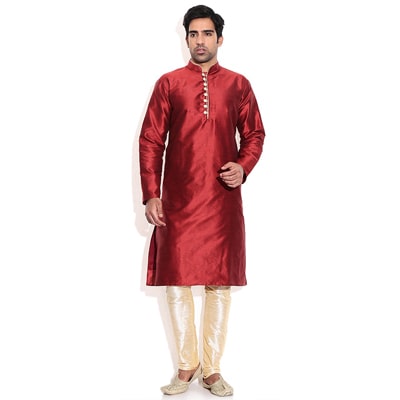

Royal Kurta Maroon Silk Blend Kurta Pyjama Set