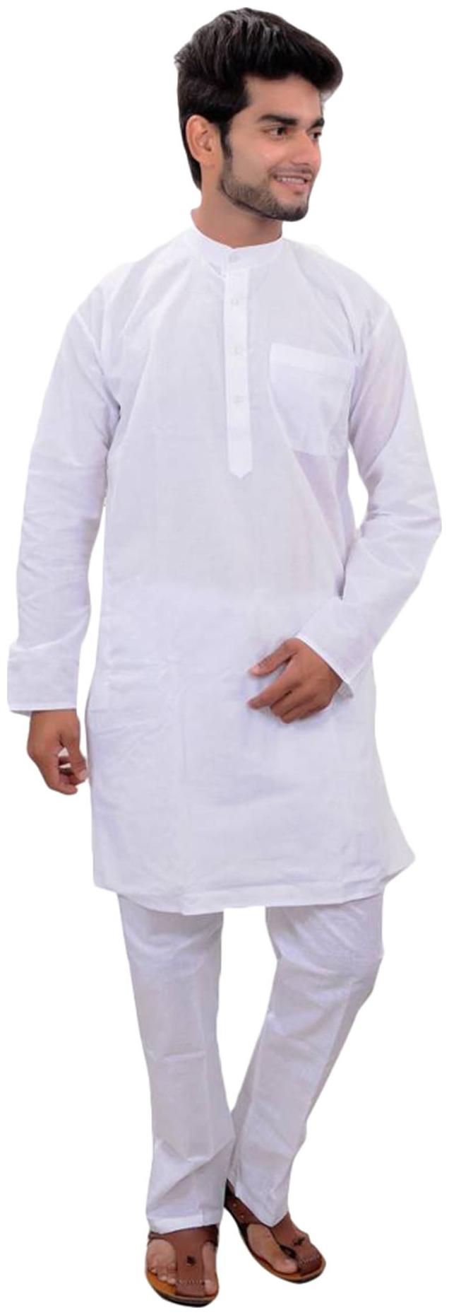 

Royal Kurta White Cotton Kurta Pyjama Set