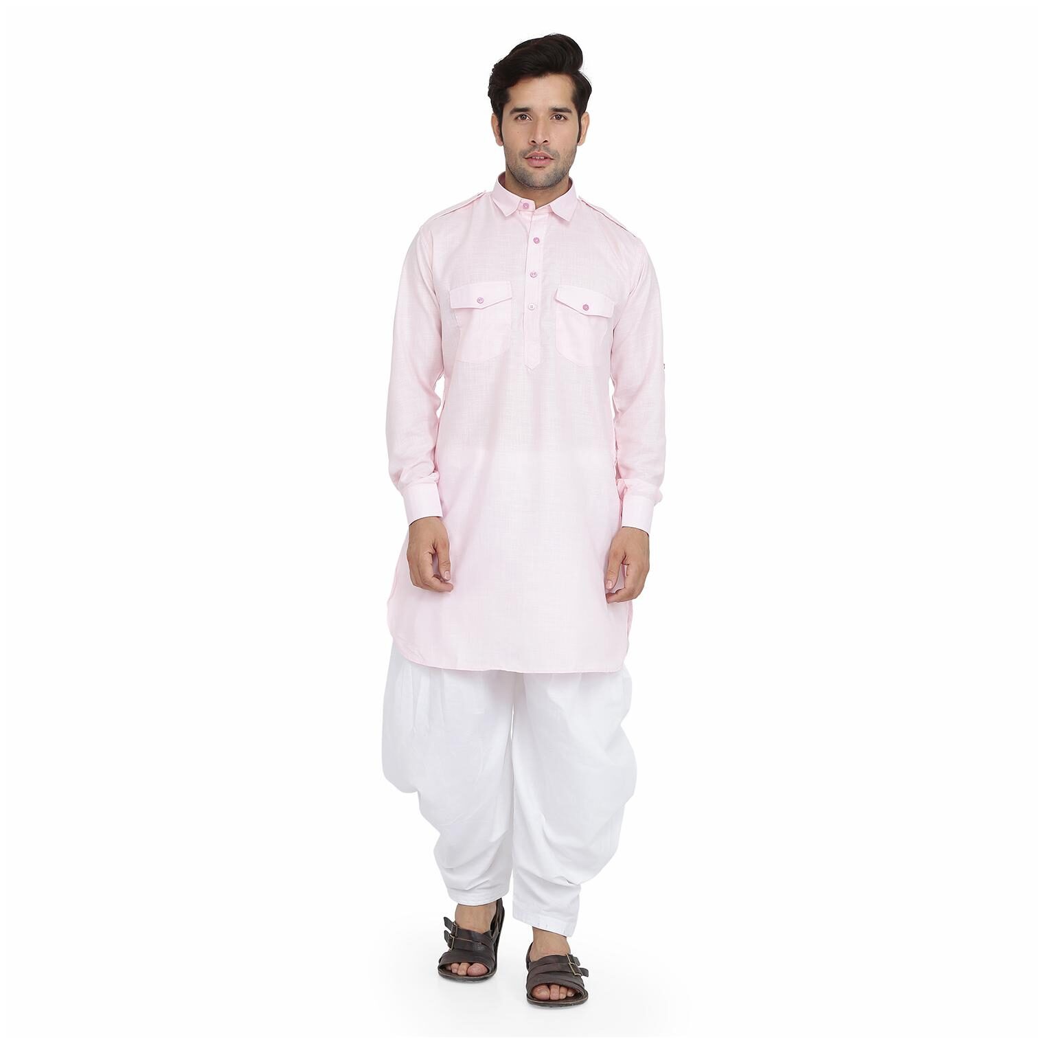 

Royal Kurta Men Fashion Ethnic Set - Pink