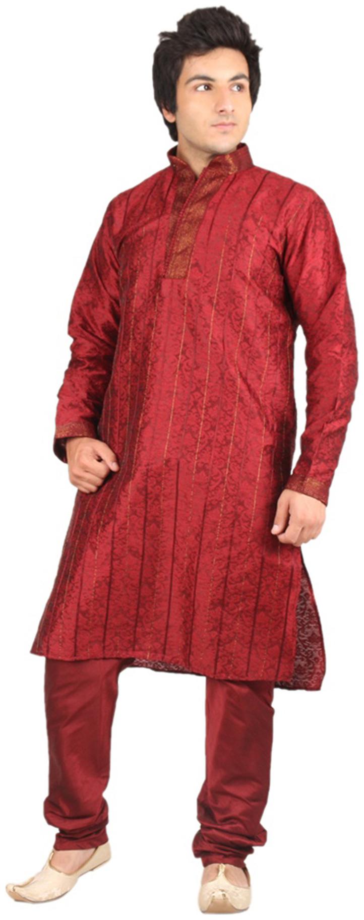 

Royal Kurta Maroon Jacquard Kurta Pyjama Set