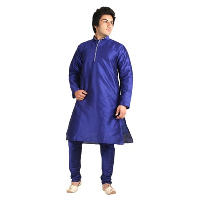 

Royal Kurta Blue Silk Blend Kurta Pyjama Set