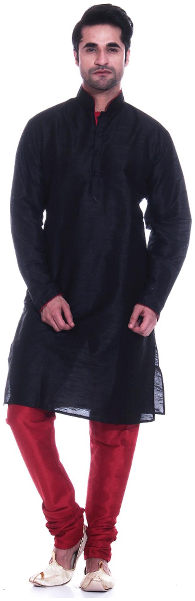 

Royal Kurta Black Silk Blend Kurta Pyjama Set