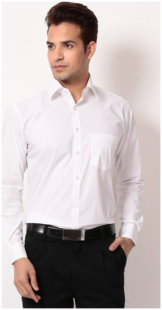 Royal Kurta White Cotton Blend Formal Shirt