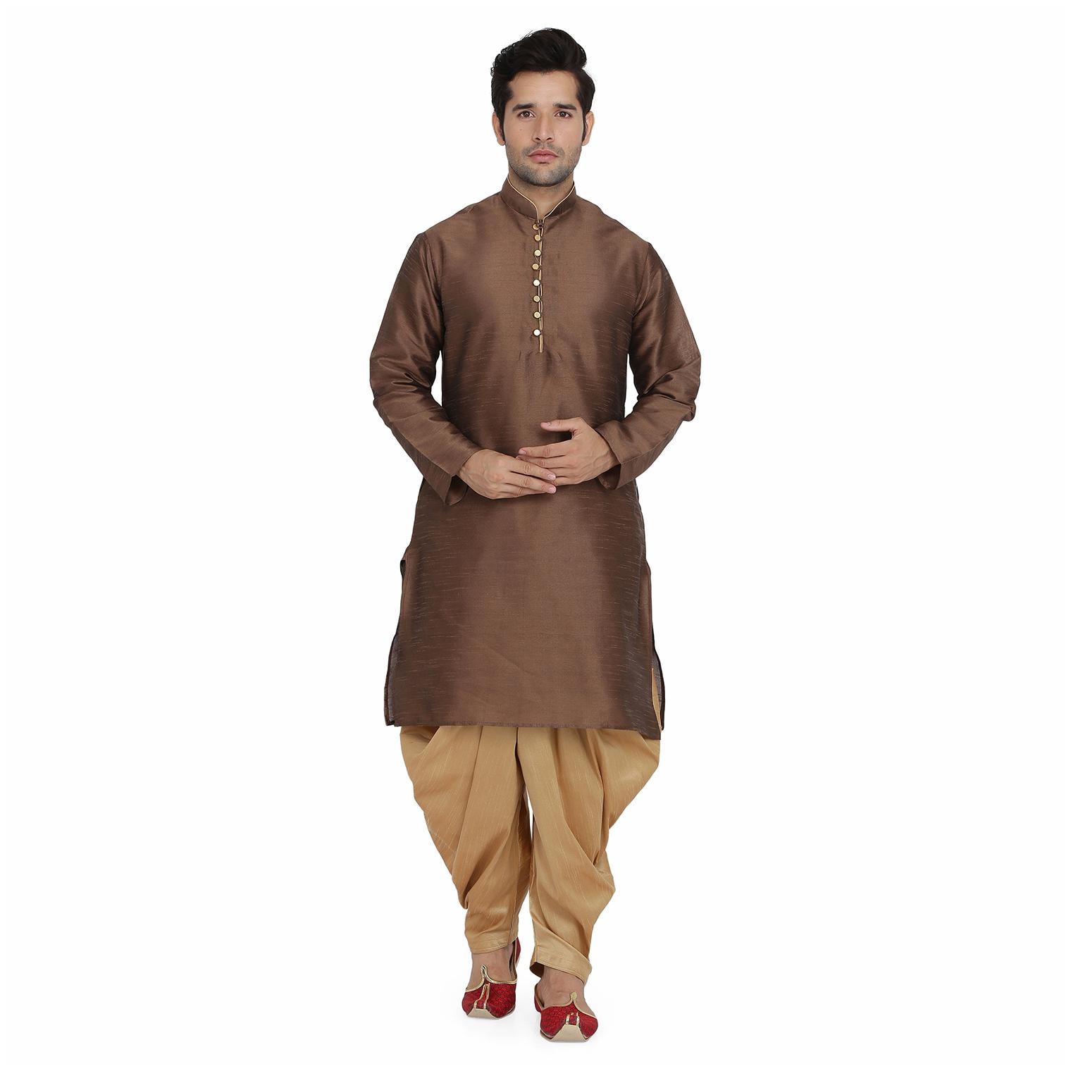 

Royal Kurta Men Fashion Ethnic Set - Brown