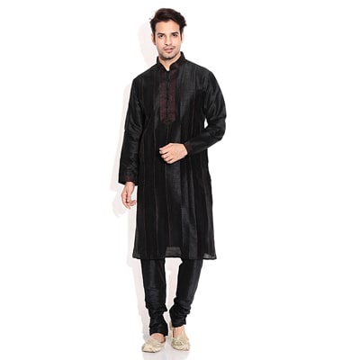 

Royal Kurta Black Silk Blend Kurta Pyjama Set