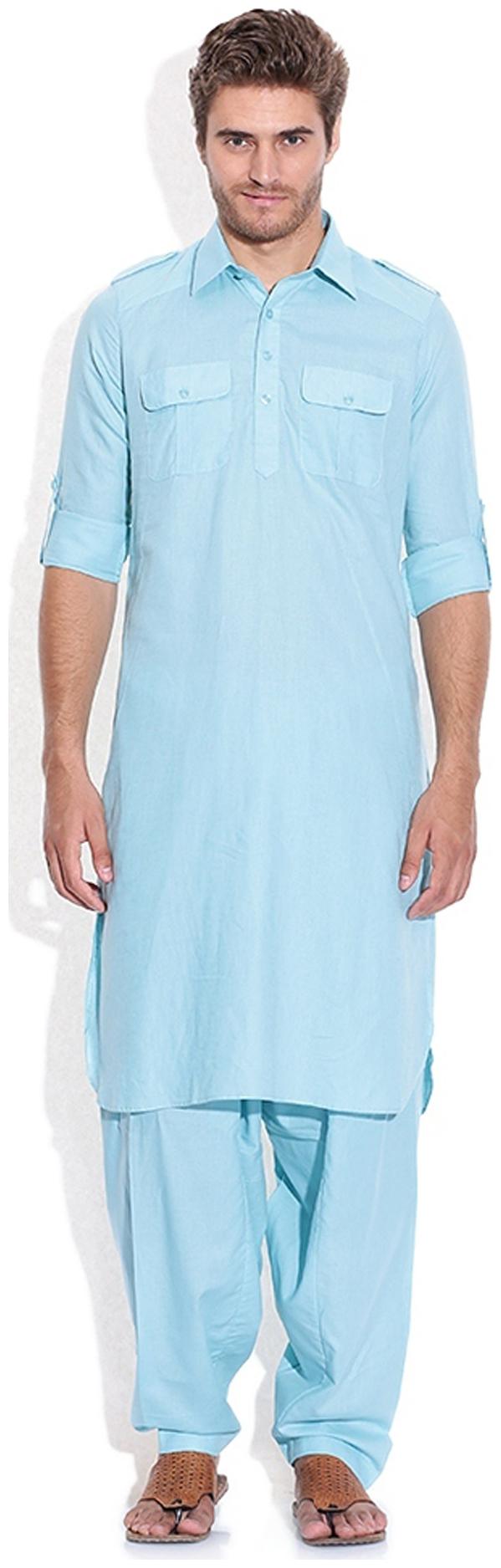 

Royal Kurta Blue Cotton Kurta Pyjama Set