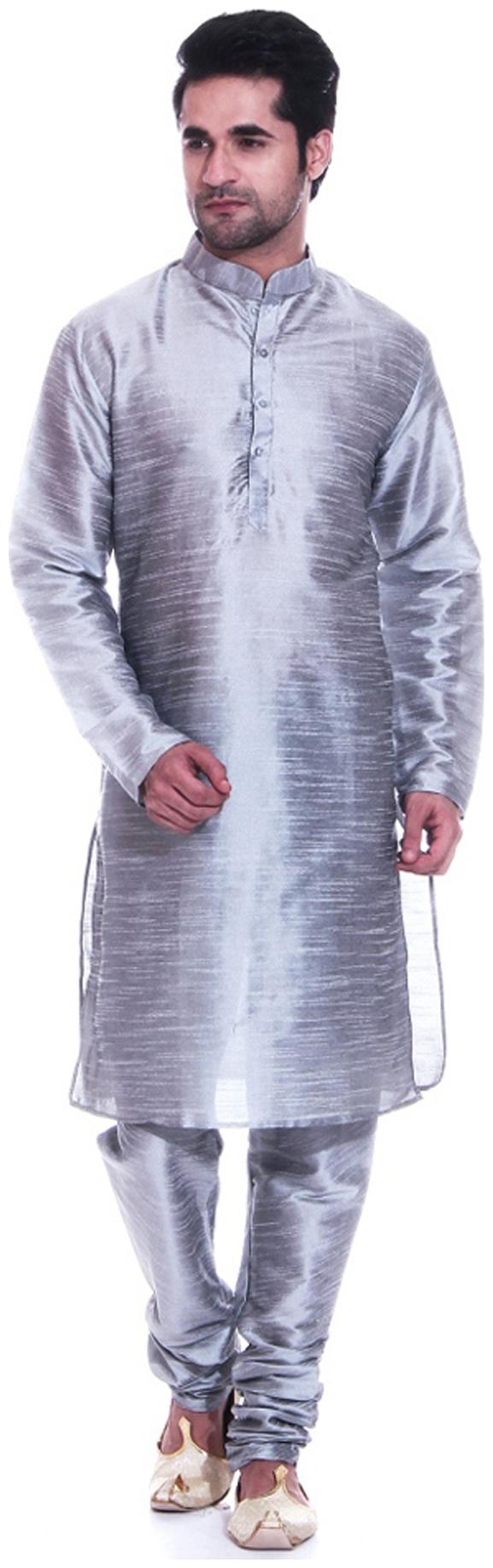 

Royal Kurta Grey Silk Blend Kurta Pyjama Set