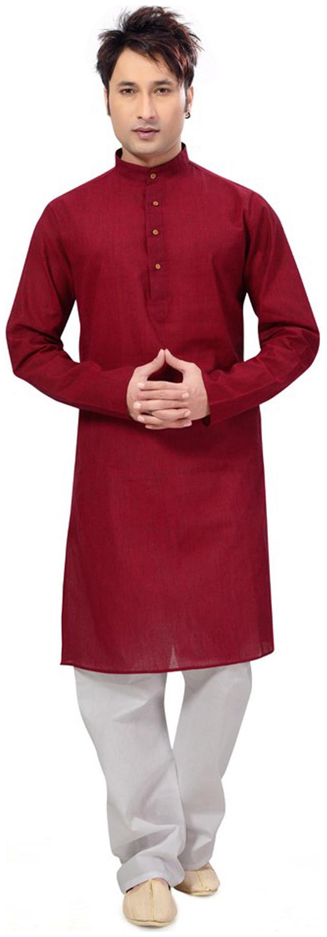 

Royal Kurta Red Cotton Kurta Pyjama Set