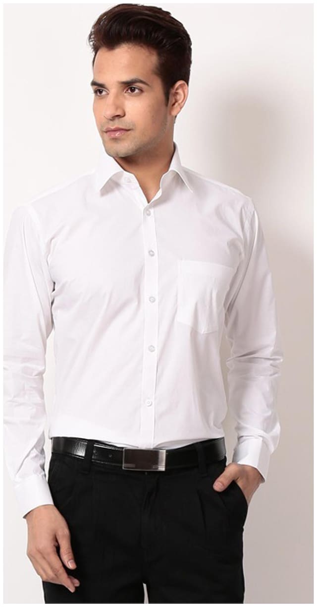 Royal Kurta White Cotton Blend Formal Shirt
