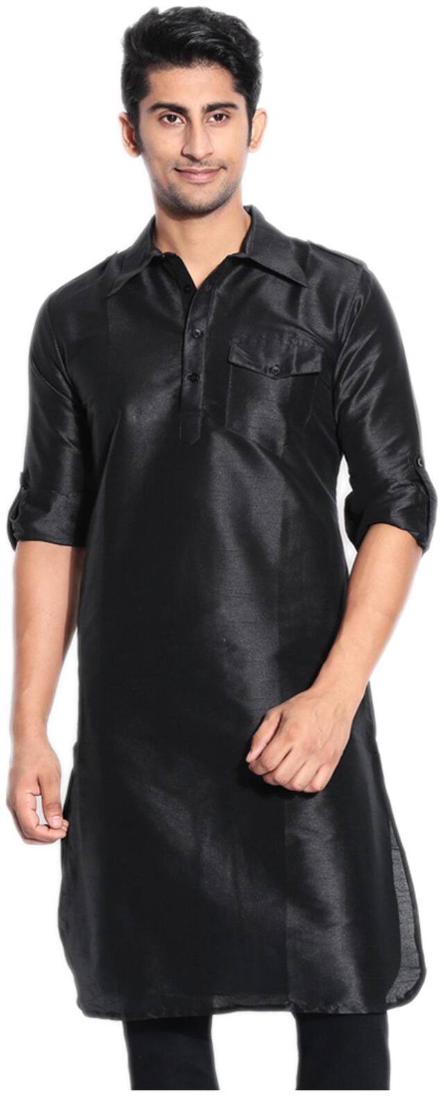 Royal Kurta Black Silk Blend Kurta Pyjama