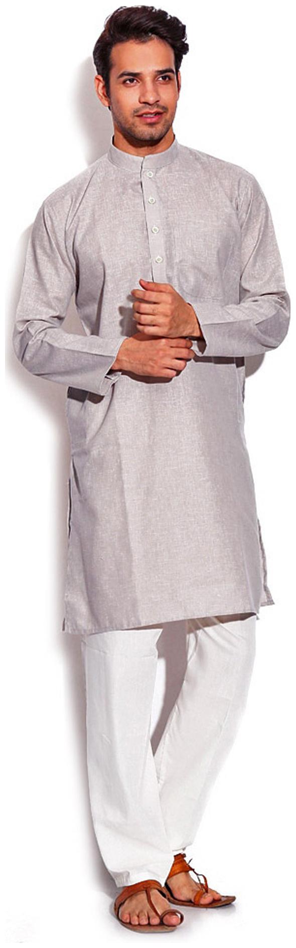 

Royal Kurta Grey Cotton Kurta Pyjama Set