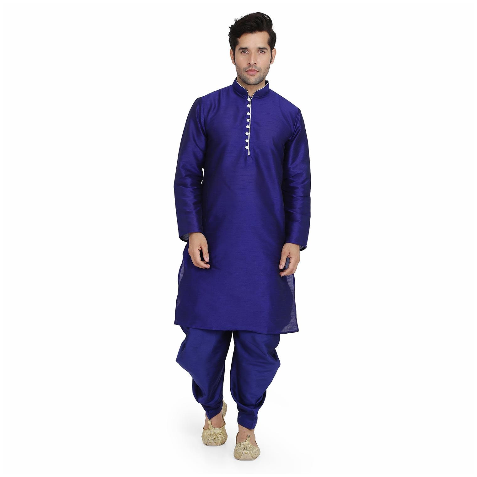 

Royal Kurta Men Fashion Ethnic Set - blue