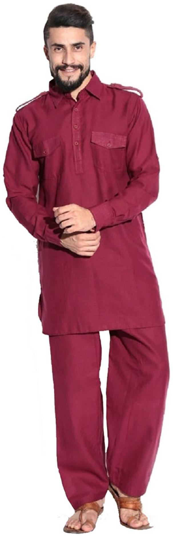 

Royal Kurta Maroon Cotton Kurta Pyjama Set
